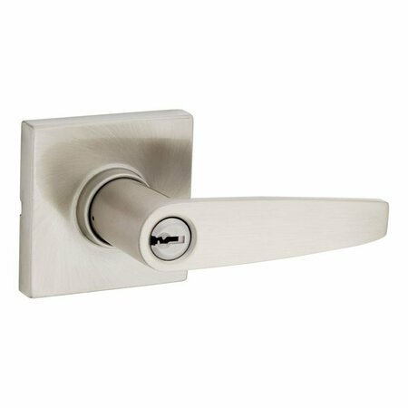 SAFELOCK Winston Lever Square Rose Push Button Entry Lock with RCAL Latch and RCS Strike Satin Nickel Finish SL6000WISQT-15